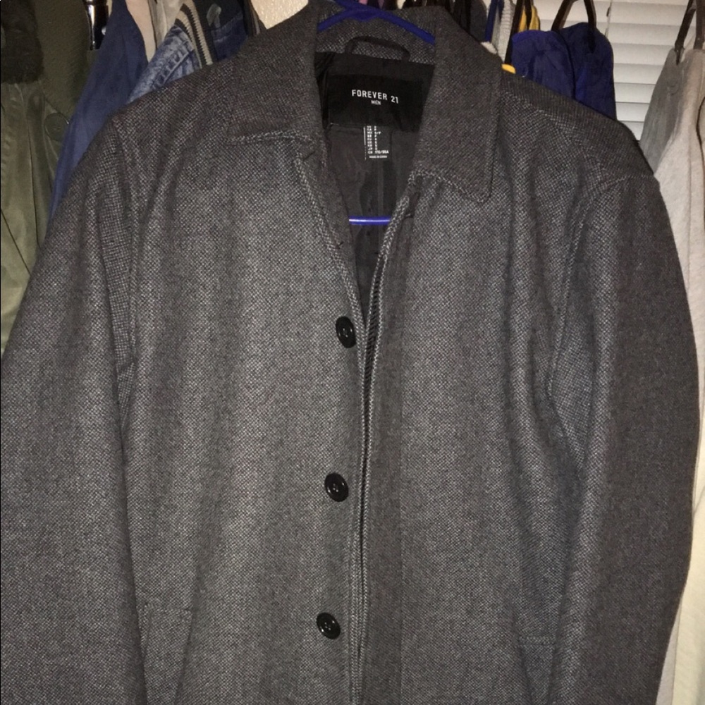 Forever 21 Men’s wool small trench coat pea coat